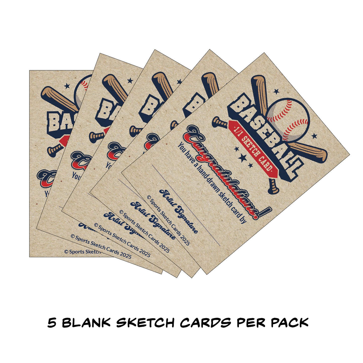 Comic Artist Sketch Cards - Baseball Sketch Cards - 2.5"x 3.5" - 32pt - 5 Packs - 25 Sketch Cards