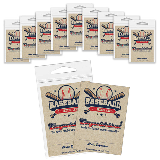Comic Artist Sketch Cards - Baseball Sketch Cards - 2.5"x 3.5" - 32pt - 10 Packs - 50 Sketch Cards
