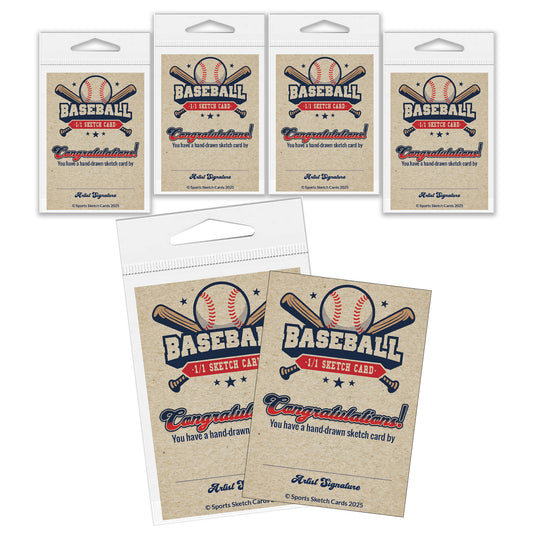 Comic Artist Sketch Cards - Baseball Sketch Cards - 2.5"x 3.5" - 32pt - 5 Packs - 25 Sketch Cards
