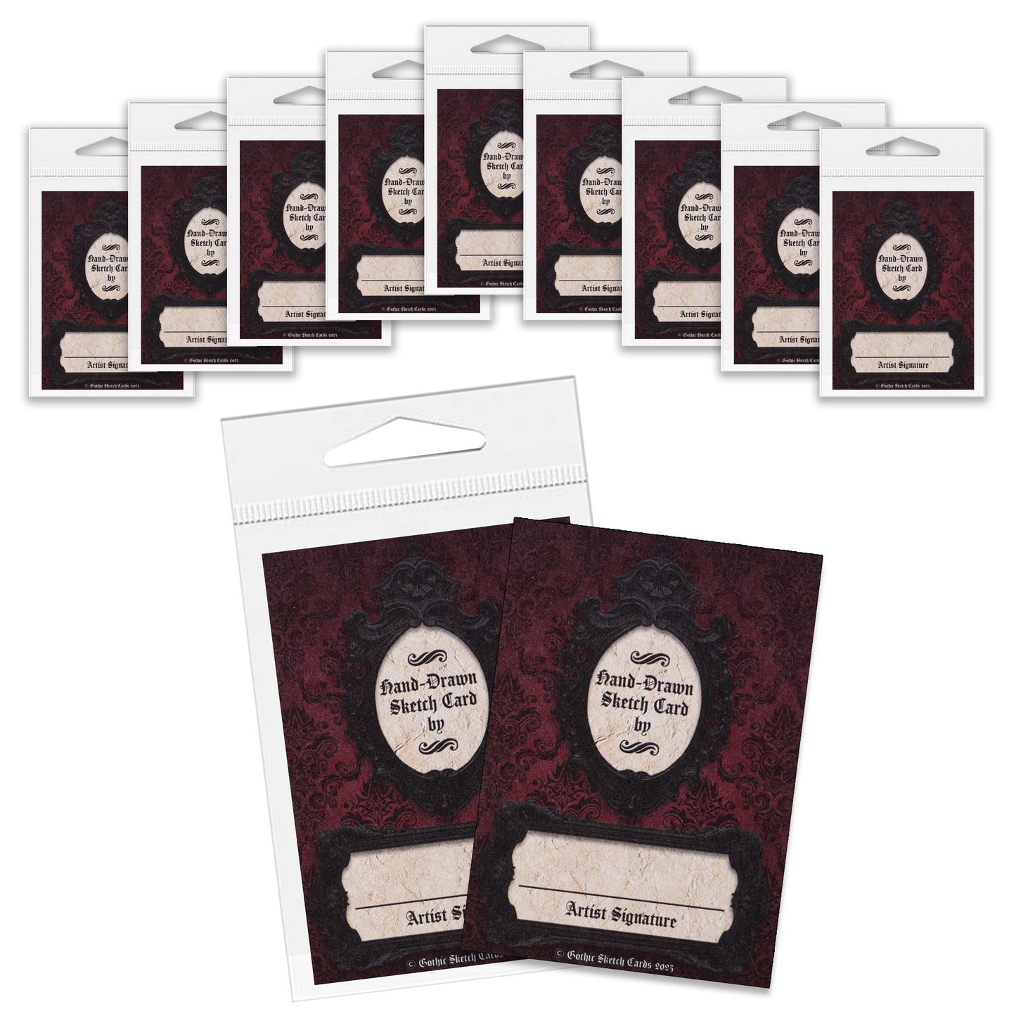 Comic Artist Sketch Cards - Gothic Sketch Blank Art Trading Cards - 2.5"x 3.5" - 32pt - 10 Packs - 50 Sketch Cards