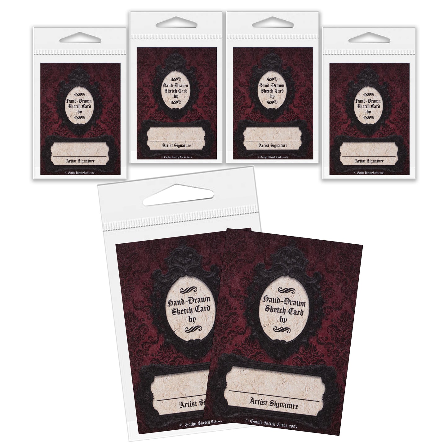 Comic Artist Sketch Cards - Gothic Sketch Blank Art Trading Cards - 2.5"x 3.5" - 32pt - 5 Packs - 25 Sketch Cards