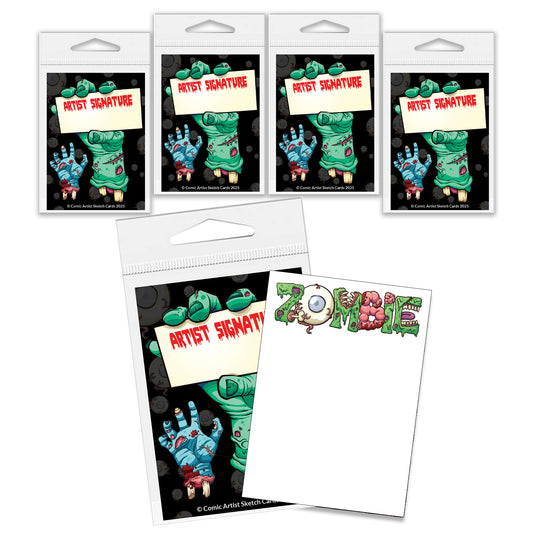 Comic Artist Sketch Cards - Zombie Sketch Cards - Blank Art Trading Cards - 2.5"x 3.5" - 32pt - 5 Packs - 25 Sketch Cards