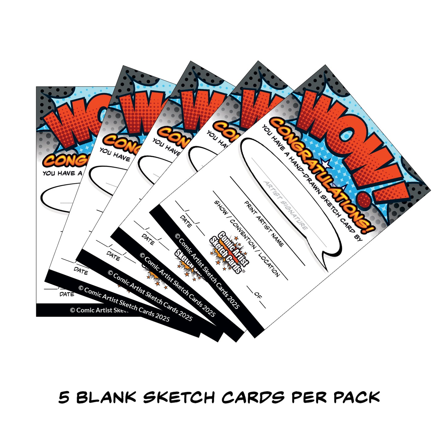 Comic Artist Sketch Cards - Blank Art Trading Cards - 2.5"x 3.5" - 32pt Thick - 1 Pack - 5 Cards