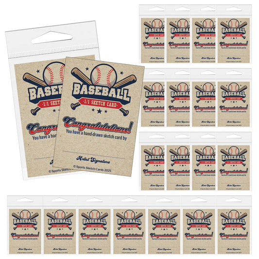 Comic Artist Sketch Cards - Baseball Sketch Cards - 2.5"x 3.5" - 32pt - 20 Packs - 100 Sketch Cards